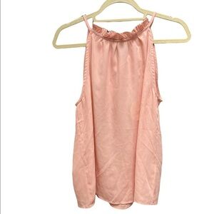 Lara Fashion blouse sleeveless spaghetti straps ruffled neckline Size large NWT